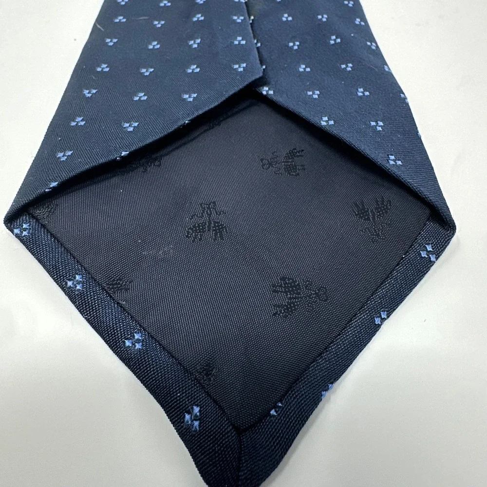 Brooks Brothers Makers Navy Blue Silk Geometric Pin Dot Tie Woven in England